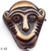 Antique Copper Acrylic Beads Monkey Head 17x15mm Hole:2mm Sold by Bag