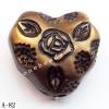 Antique Copper Acrylic Beads Heart 27x25mm Hole:3.5mm Sold by Bag