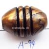 Antique Copper Acrylic Beads Fluted Oval 18x25mm Hole:3mm Sold by Bag