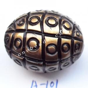 Antique Copper Acrylic Beads Oval 25x20mm Hole:3.5mm Sold by Bag
