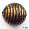 Antique Copper Acrylic Beads Fluted Round 18x18mm Hole:4mm Sold by Bag