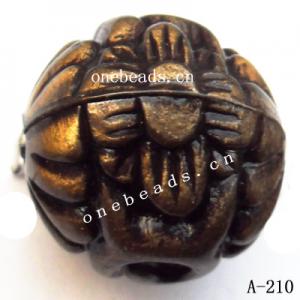 Antique Copper Acrylic Beads Round 15x15mm Hole:2.5mm Sold by Bag