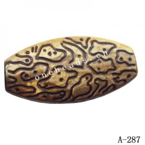 Antique Copper Acrylic Beads Flat Drum 39x20x7mm Hole:2.5mm Sold by Bag