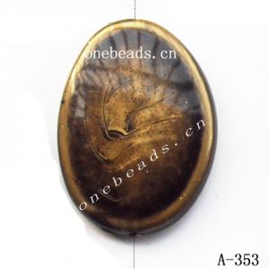 Antique Copper Acrylic Beads Flat Oval 22x30mm Hole:2mm Sold by Bag