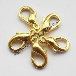 Zinc Alloy Lobster Clasp, Nickel-free Gold color 10mm, Sold by Bag ( Stock: 1 Group )
