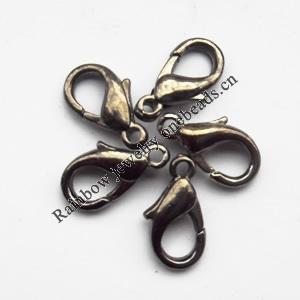 Zinc Alloy Lobster Clasp, Plumbum black 12mm, Sold by Bag ( Stock: 1 Group )