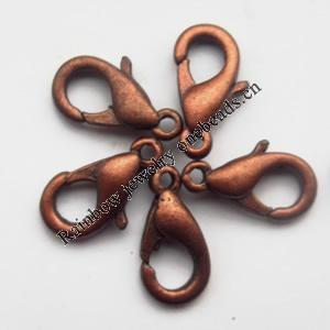 Iron Lobster Clasp, Red bronze 12mm, Sold by Bag ( Stock: 1 Group )
