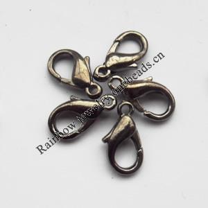 Zinc Alloy Lobster Clasp, Nickel-free Plumbum black 14mm, Sold by Bag ( Stock: 1 Group )