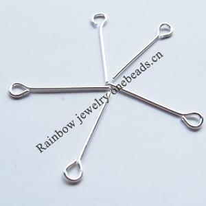 Iron Jewelry findings, Eyepins Nickel-free Silver color 50mm ,Sold by Bag ( Stock: 1 Group )