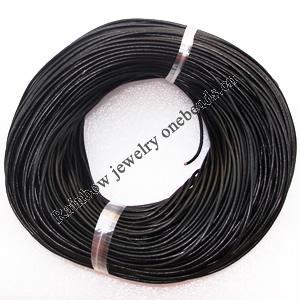 Cowhide Leather Cord, Black 2.5mm thick, Sold by Group ( Stock: 1 Group )