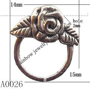 Pendant Lead-Free Zinc Alloy Jewelry Findings，14x15mm hole=2mm, Sold per pkg of 300