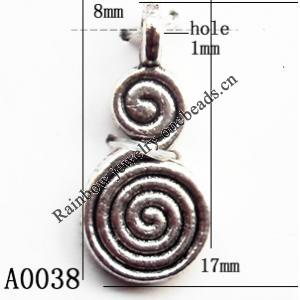 Pendant Lead-Free Zinc Alloy Jewelry Findings, Calabash 17x8mm hole=1mm, Sold per pkg of 1000