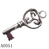 Pendant Lead-Free Zinc Alloy Jewelry Findings, Key 22x10mm hole=2mm, Sold per pkg of 600