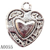 Pendant Lead-Free Zinc Alloy Jewelry Findings, Heart 12x15mm hole=1mm, Sold per pkg of 700