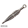 Pendant Lead-Free Zinc Alloy Jewelry Findings, Leaf 28.6x5mm hole=1mm, Sold per pkg of 1000