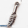 Pendant Lead-Free Zinc Alloy Jewelry Findings, Leaf 16x3mm hole=1mm, Sold per pkg of 3000