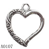 Pendant Lead-Free Zinc Alloy Jewelry Findings, Heart 22x26mm hole=1.5mm, Sold per pkg of 250