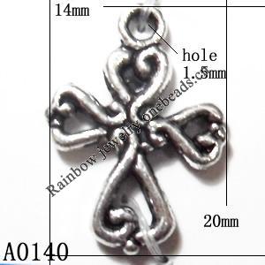 Pendant Lead-Free Zinc Alloy Jewelry Findings, Cross 14x20mm, Sold per pkg of 500