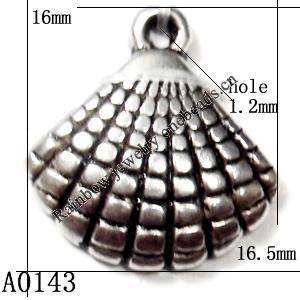 Pendant Lead-Free Zinc Alloy Jewelry Findings, 16x16.5mm, Sold per pkg of 500