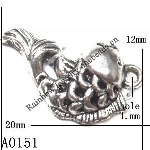 Pendant Lead-Free Zinc Alloy Jewelry Findings, Animal 20x12mm, Sold per pkg of 600