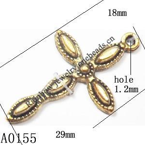 Pendant Lead-Free Zinc Alloy Jewelry Findings, Cross 18x29mm, Sold per pkg of 300