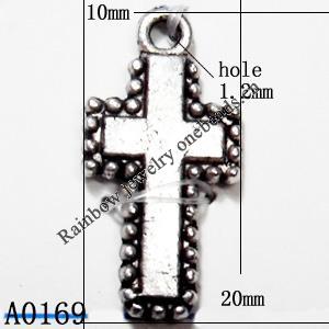 Pendant Lead-Free Zinc Alloy Jewelry Findings, Cross 20x10mm hole=1.5mm, Sold per pkg of 700