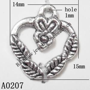 Pendant Lead-Free Zinc Alloy Jewelry Findings, 14x15mm hole=1mm, Sold per pkg of 500