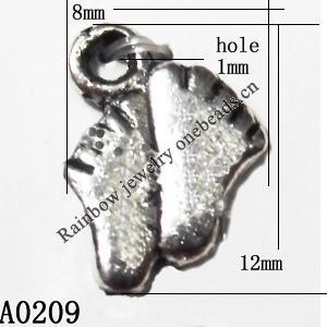 Pendant Lead-Free Zinc Alloy Jewelry Findings, 8x12mm hole=1mm, Sold per pkg of 1500