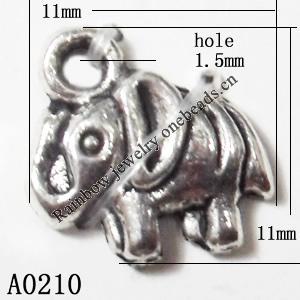 Pendant Lead-Free Zinc Alloy Jewelry Findings, Animal 11x11mm hole=1.5mm, Sold per pkg of 1000