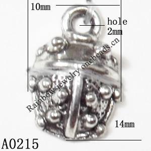 Pendant Lead-Free Zinc Alloy Jewelry Findings, Animal 10x14mm hole=2mm, Sold per pkg of 800