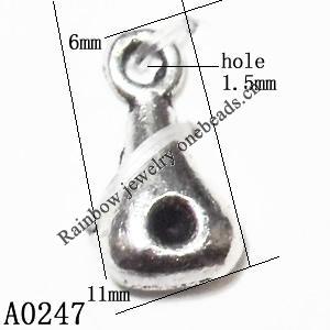 Pendant Lead-Free Zinc Alloy Jewelry Findings, 11x6mm, Sold per pkg of 3000