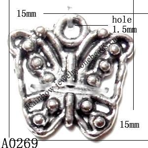 Pendant Lead-Free Zinc Alloy Jewelry Findings, Animal 15x15mm, Sold per pkg of 600