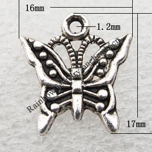 Pendant Lead-Free Zinc Alloy Jewelry Findings, Animal 16x17mm hole=1.2mm, Sold per pkg of 500