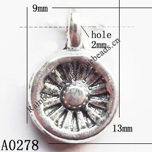 Pendant Bails，Fashion Zinc Alloy jewelry findings， Coin 13x9mm hole=2mm, Sold per pkg of 1000