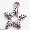 Pendant Lead-Free Zinc Alloy Jewelry Findings, Star 18.5x10.5mm hole=2mm, Sold per pkg of 600