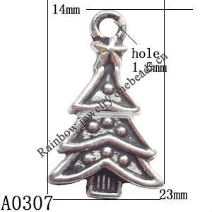 Pendant Lead-Free Zinc Alloy Jewelry Findings, Tree 14x23mm hole=1.5mm, Sold per pkg of 300