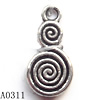 Pendant Lead-Free Zinc Alloy Jewelry Findings, Flat Calabash 8x16.5mm hole=1.5mm, Sold per pkg of 1000