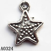Pendant Lead-Free Zinc Alloy Jewelry Findings, Star 7x15.5mm hole=2mm, Sold per pkg of 800