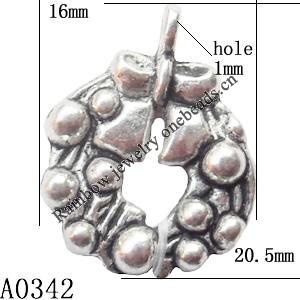 Pendant Lead-Free Zinc Alloy Jewelry Findings, Donut 16x20.5mm hole=1mm, Sold per pkg of 300
