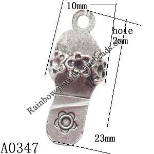 Pendant Nickel-free & Lead-Free Zinc Alloy Jewelry Findings, Shoes 10x23mm hole=2mm, Sold per pkg of 400