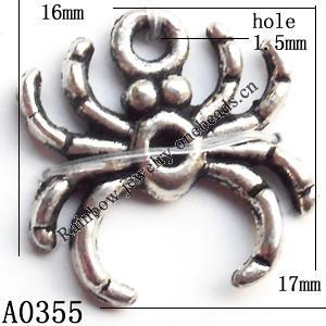 Pendant Lead-Free Zinc Alloy Jewelry Findings, Animal 16x17mm hole=1.5mm, Sold per pkg of 400