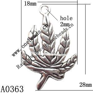 Pendant Lead-Free Zinc Alloy Jewelry Findings, Leaf 18x28mm hole=2mm, Sold per pkg of 300