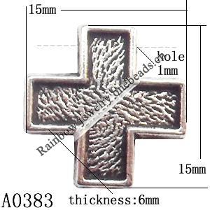 Pendant Lead-Free Zinc Alloy Jewelry Findings, Cross 15x16mm hole=1mm, Sold per pkg of 400