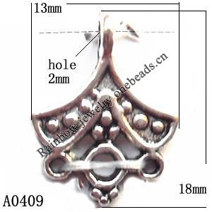 Pendant Lead-Free Zinc Alloy Jewelry Findings, 13x18mm hole=2mm, Sold per pkg of 700