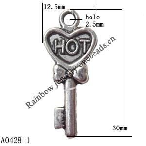 Pendant Lead-Free Zinc Alloy Jewelry Findings, 12.5x30mm hole=2mm, Sold per pkg of 500