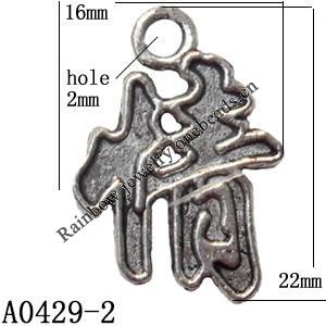 Pendant Lead-Free Zinc Alloy Jewelry Findings, 16x22mm hole=1mm, Sold per pkg of 500