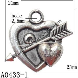 Pendant Lead-Free Zinc Alloy Jewelry Findings, 21x23mm hole=2.5mm, Sold per pkg of 500