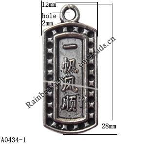 Pendant Lead-Free Zinc Alloy Jewelry Findings, 12x28mm hole=2mm, Sold per pkg of 500