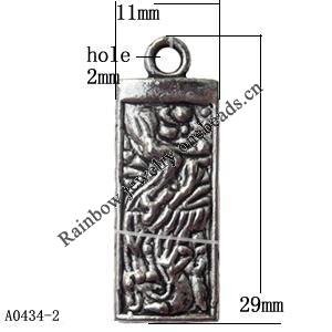 Pendant Lead-Free Zinc Alloy Jewelry Findings, 11x29mm hole=2mm, Sold per pkg of 500