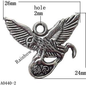Pendant Lead-Free Zinc Alloy Jewelry Findings, 24x26mm hole=2mm, Sold per pkg of 500